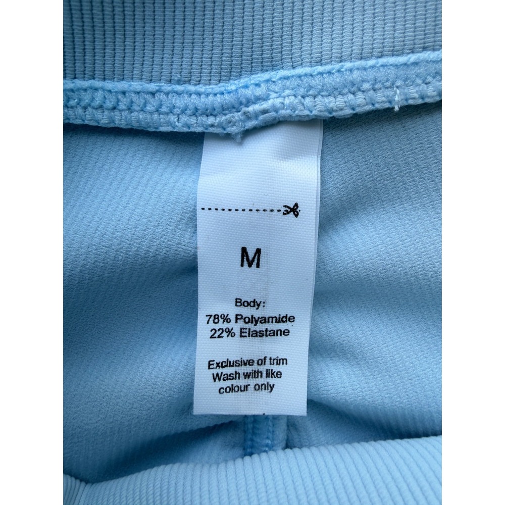 Chanelle Couture NWT Light Blue Ribbed Crossover Waist Scrunch Butt Leggings M - Picture 4 of 6